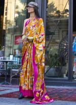 Sattin Crepe Multi Colour Party Wear Digital Printed Saree